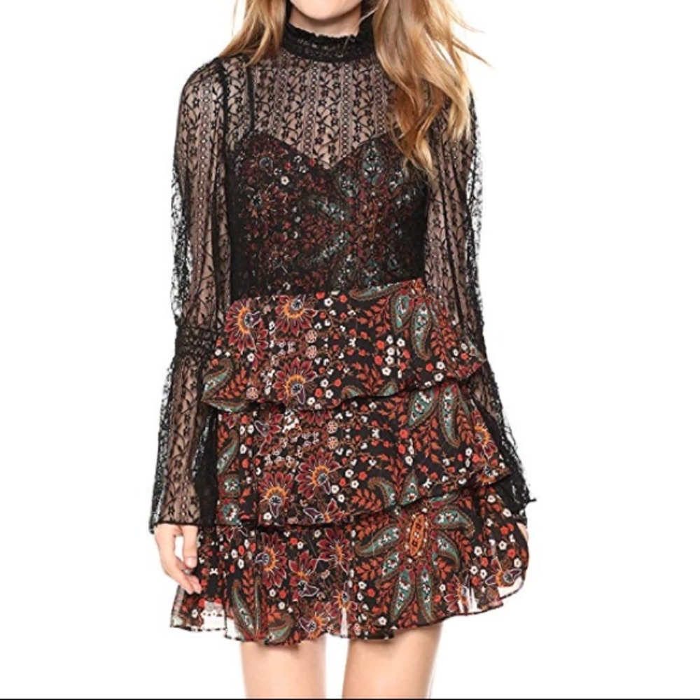 BCBGENERATION tiered mock neck dress